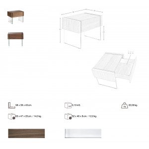 HERMINA design éjjeliszekrény - dió