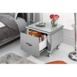 EXTRAVAGANCIA design  bársony éjjeliszekrény - ezüst
