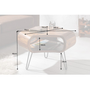 CAMBER tömör rózsafa dohányzóasztal - 70cm