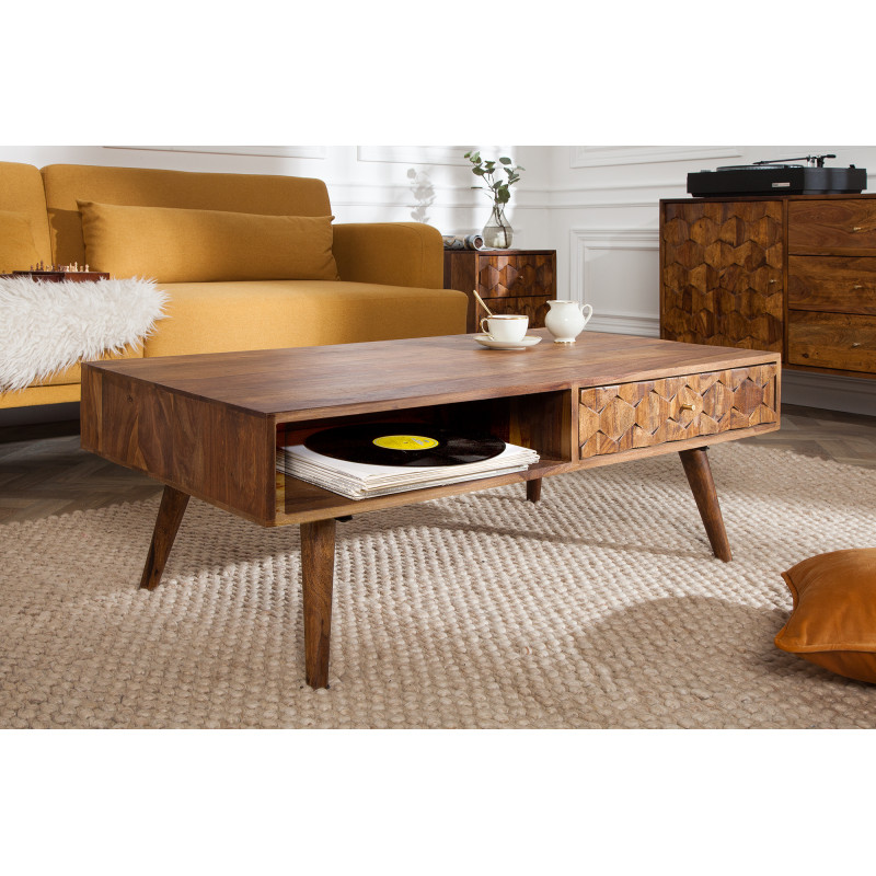 MYSTIC LIVING tömör rózsafa dohányzóasztal - 100cm