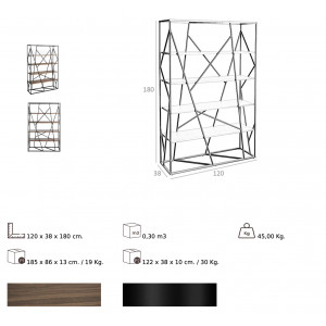 GEOMETRIC design polc - 180cm -dió