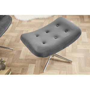 LOUNGER design bársony fotel - szürke