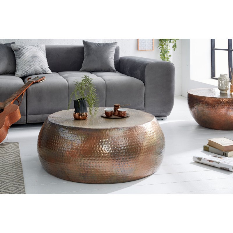 DELHI alumínium lerakóasztal - antik réz