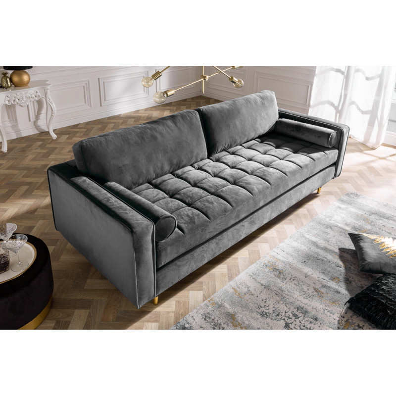 COZY VELVET design bársony kanapé - 220cm - szürke