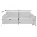 COZY VELVET design bársony kanapé - 220cm - szürke