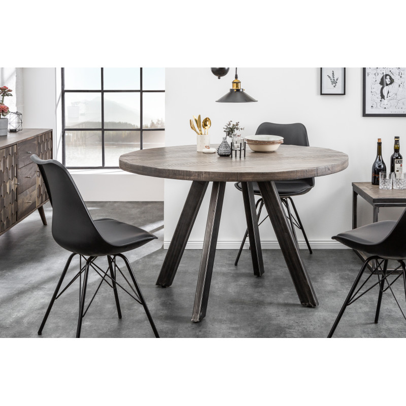 CRAFTER mangófa kerek étkezőasztal - 120cm - szürke