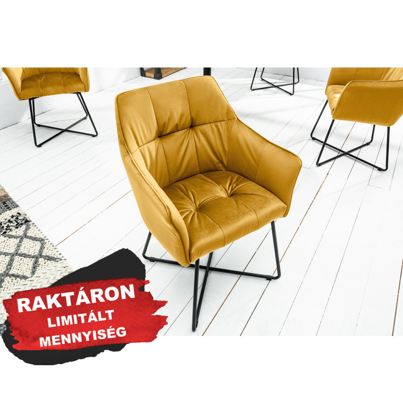 BERNARD design bársony szék - okker