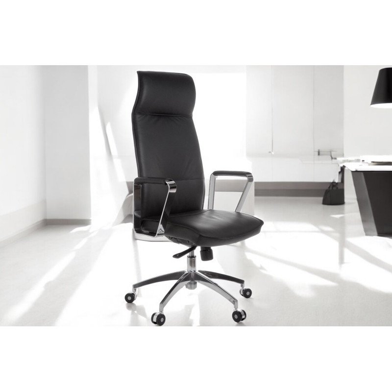 VERONA bőr forgószék - fekete