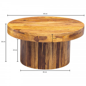 MINNA kerek rózsafa dohányzóasztal - 60cm