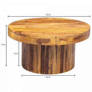 MINNA kerek rózsafa dohányzóasztal - 60cm