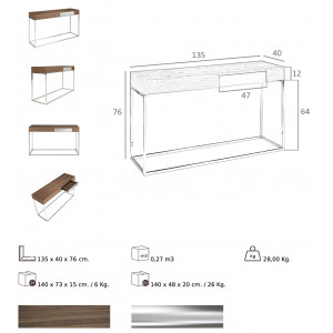 JAVIER exkluzív dió konzolasztal - 135cm
