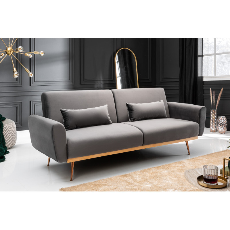 BELLEZZA modern bársony kanapé - 210cm - szürke