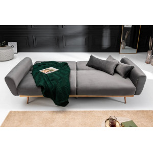 BELLEZZA modern bársony kanapé - 210cm - szürke