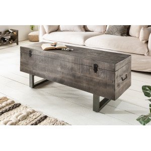 FACTORY LOFT design mangófa dohányzóasztal  - 115cm - szürke Fa