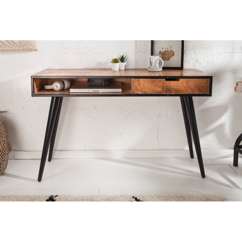 INDUSTRIAL tömör mangófa íróasztal - 120cm