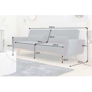 BELLEZZA modern  kanapé - 210cm - kék