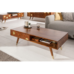 HONEYCOMB modern akác dohányzóasztal - 117cm Fa