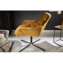 BIG DUTCH design bársony fotel - okker