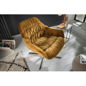 BIG DUTCH design bársony fotel - okker