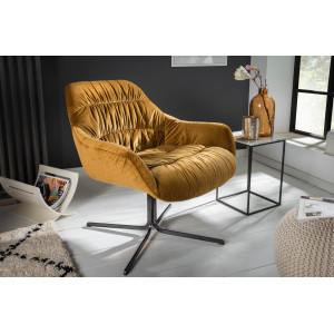 BIG DUTCH design bársony fotel - okker INVICTA
