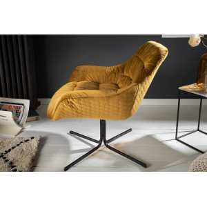 BIG DUTCH design bársony fotel - okker