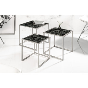ELEMENTS design márvány lerakóasztal szett - fekete