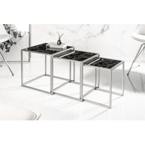 ELEMENTS design márvány lerakóasztal szett - fekete Asztal