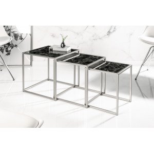 ELEMENTS design márvány lerakóasztal szett - fekete Asztal