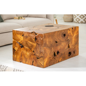 SQUARE modern teakfa dohányzóasztal - 90cm