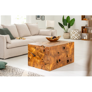 SQUARE modern teakfa dohányzóasztal - 90cm Fa