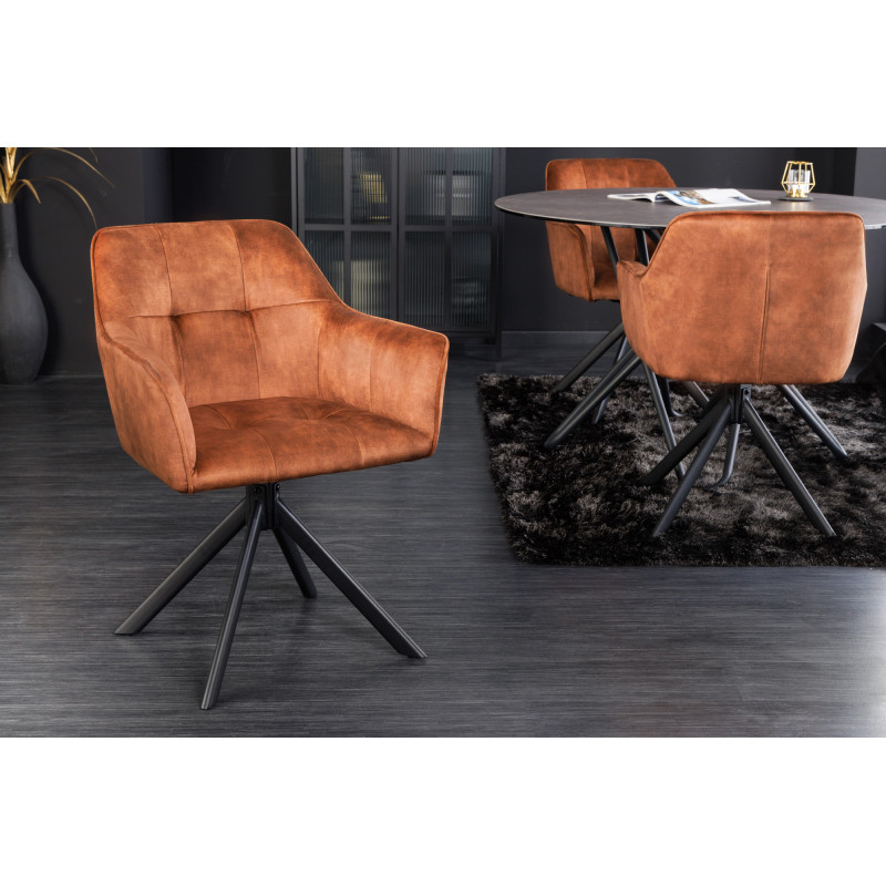 LOFT design bársony szék - barna