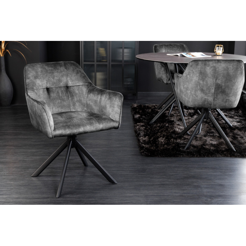 LOFT design bársony szék -szürke