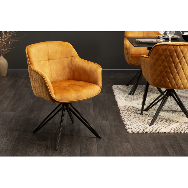 EUPHORIA design bársony szék - sárga