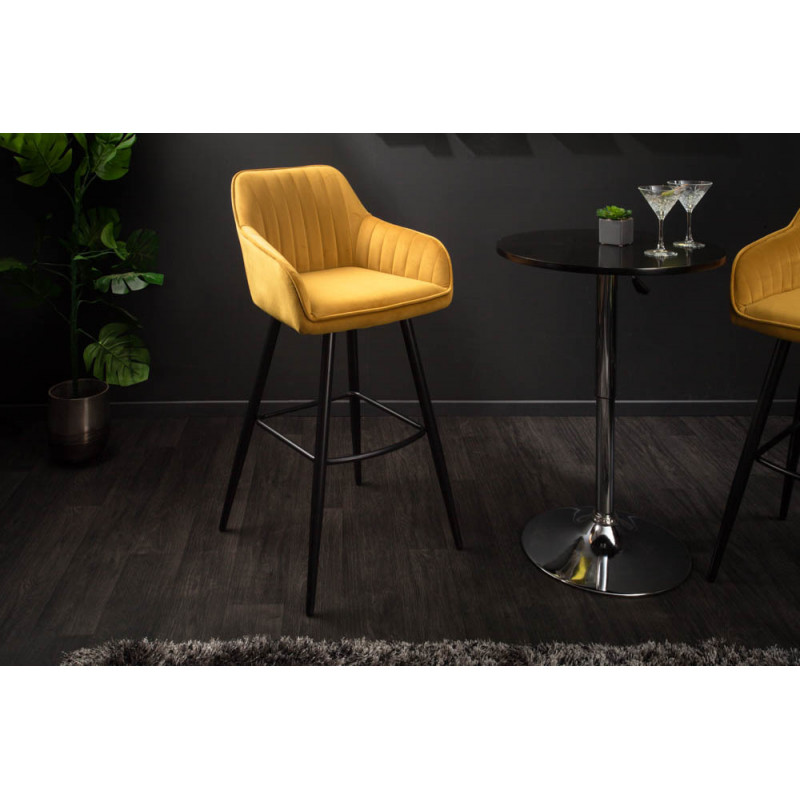 STICH design bársony bárszék - okkersárga