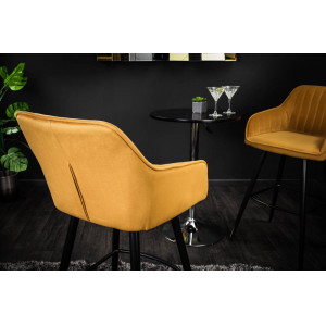 STICH design bársony bárszék - okkersárga