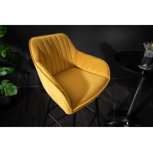 STICH design bársony bárszék - okkersárga