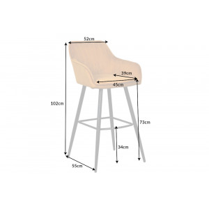 STICH design bársony bárszék - okkersárga