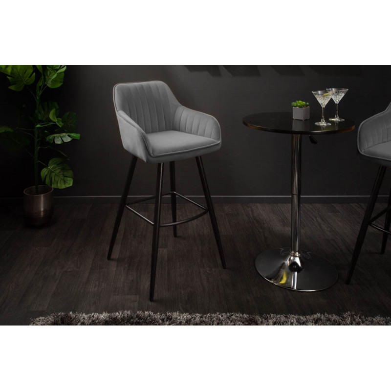 STICH design bársony bárszék - szürke