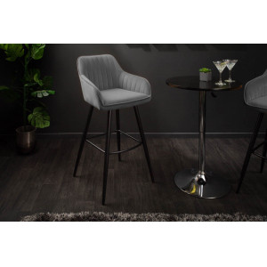 STICH design bársony bárszék - szürke INVICTA