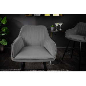 STICH design bársony bárszék - szürke