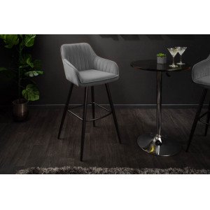 STICH design bársony bárszék - szürke INVICTA