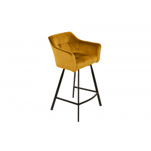 BERNARD design bársony bárszék - okkersárga