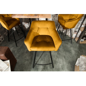 BERNARD design bársony bárszék - okkersárga