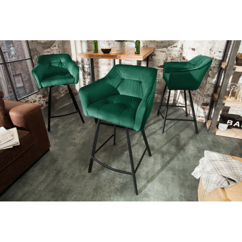 BERNARD design bársony bárszék - zöld