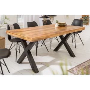 IRON CRAFT - X tömör mangófa étkezőasztal - 160/200/240cm Étkezőasztalok
