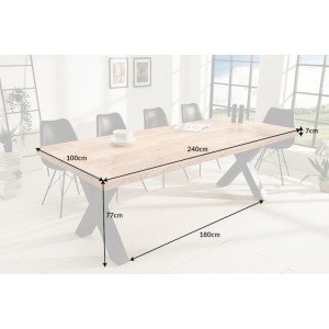 IRON CRAFT - X tömör mangófa étkezőasztal - 160/200/240cm