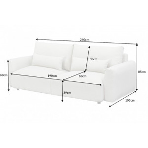 HAMPTON modern kanapé - 240cm - világosszürke