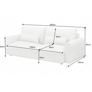 HAMPTON modern kanapé - 240cm - világosszürke