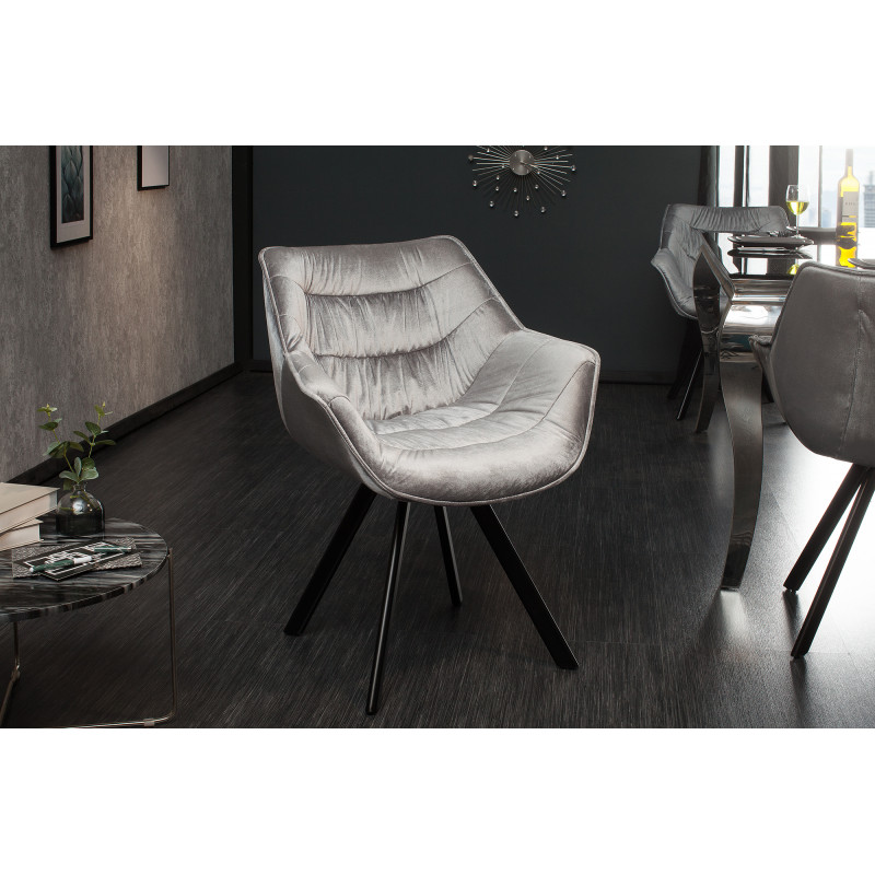 MATCH - design bársony szék - szürke