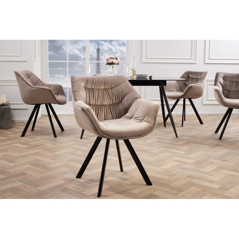 MATCH - design bársony szék - greige